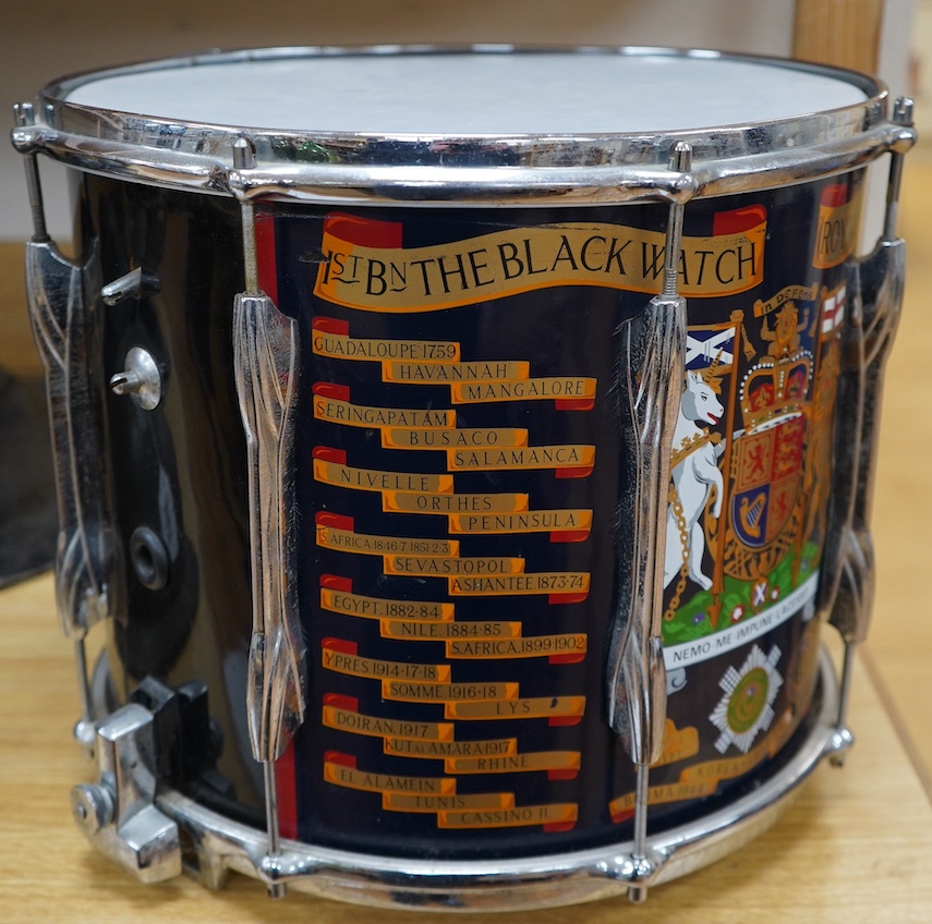 A modern ERII Royal Highland Regiment military side drum by Premier, 35.5cm diameter skin. Condition - good.